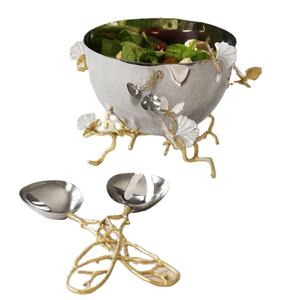 Cuenco de Servir de Metal con Acabado Plateado Premium con Soporte para Cocina, Hogar, Hotel, Restaurante, Frutas, Postres y Decoración de Mesa - Product Image 1