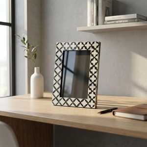 Marco de Fotos de Resina Premium con Incrustaciones de Hueso, Diseño Artístico de Mosaico Hecho a Mano, Exhibición de Fotos de Tamaño Personalizado para Interiores de Lujo - Product Image 6
