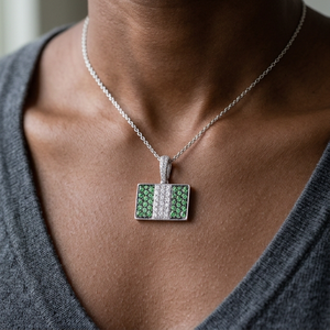 Trendy 10K <b>Solid</b> <b>Gold</b> Vintage Children's Custom Iced Nigeria Emotion Flag Moissanite Gemstone Fine <b>Pendants</b> Charms White <b>Gold</b> - Product Image 6