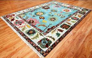 Alfombra Oushak de lana anudada a mano de alta calidad |   Alfombra Oriental Hecha a Mano con Diseño Abstracto Estilo Persa, 1 Pieza - Product Image 3