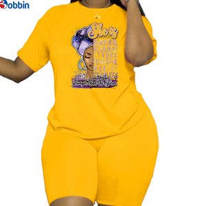 Ensemble 2 pièces personnalisé pour femme, nouvelle mode été, t-shirt à manches longues et short, survêtement imprimé, tenue décontractée - Product Image 6