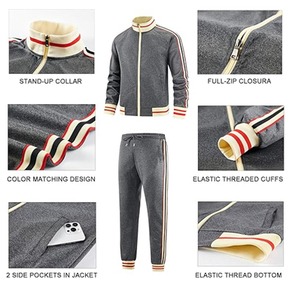 Conjuntos Deportivos para Hombre, Estilo Urbano, Chaqueta y Pantalones con Cierre Completo, Manga Larga, 2 Piezas - Product Image 4