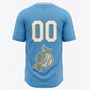 Custom Baseball Jersey Men's Light Blue <b>Short</b> Sleeve V-Neck Button Front Embroidered Logo <b>Mesh</b> Polyester Breathable Regular Fit - Product Image 6