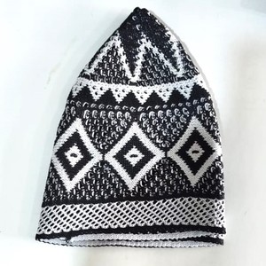 Premium Quality Cheep Price <b>Machine</b> Knitted Mesh Fabric Muslim Kufi <b>Hat</b> Unisex Solid Color Stretchy Breathable 100% Polyester - Product Image 3