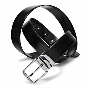 Cinturón de Cuero Genuino para Hombre, Cinturón Negro de Vestir con Hebilla de Aleación Plateada, Formal, Casual de Negocios, Duradero, Alta Resistencia, 3.5cm de Ancho - Product Image 2