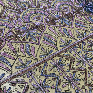 Exquisita Tela de Malla con Cuentas Bordadas a Mano, Cuentas de Vidrio Doradas y Lentejuelas para Diseño de Moda de Alta Gama y Confección de Prendas - Product Image 3