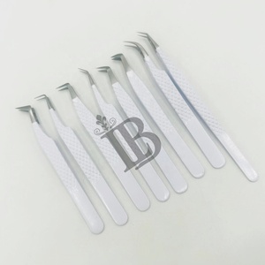 แหนบต่อขนตาสแตนเลสอย่างยั่งยืน ยอดนิยม สีขาว ปลายไฟเบอร์ แหนบต่อขนตามิงค์ - Product Image 1