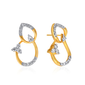Boucles d'oreilles pendantes en or jaune 18 carats, style papillon à double boucle, avec diamants de laboratoire, bijoux fins élégants pour femmes, mariage - Product Image 1
