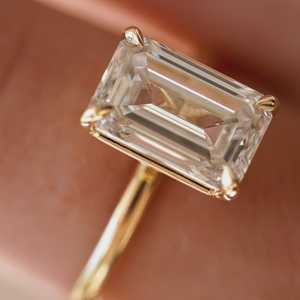 แหวนเพชรเม็ดเดี่ยวทรงเอเมอรัลด์คัท เพาะเลี้ยงในห้องปฏิบัติการ – แหวนเพชร 3 กะรัต รับรองโดย IGI - Product Image 3