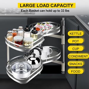 Mobiletto angolare a 2 livelli da 36 pollici con cassetto estraibile a chiusura ammortizzata per angoli ciechi, accessori da cucina Cloud Blind O - Product Image 2