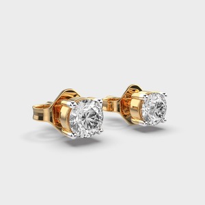 Pendientes de Diamantes Redondos Brillantes Cultivados en Laboratorio con Certificación IGI, Oro Amarillo/Blanco/Rosa de 9K, Pendientes Solitarios de Diamantes - Product Image 3