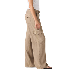 Pantalones Cargo de Mujer de Última Tendencia, Corte Holgado, Sarga de Lyocell, Pierna Ancha, Cintura Alta, Caída Suave, Estilo Urbano Y2K, Personalizados OEM - Product Image 4