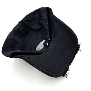 Casquette de baseball vintage délavée en coton style denim, ajustable, non structurée, rétro, avec bords effilochés, pour homme et femme - Product Image 5