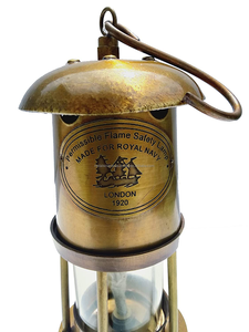 โคมไฟทองเหลืองแข็งเพื่อความปลอดภัยสีน้ำเงินสีน้ำเงินเข้มพร้อมกระจกป้องกันโบราณเปลวไฟลอนดอนอนุญาตโคมไฟทองเหลืองสำหรับการเดินเรือ - Product Image 3