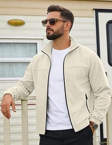 Men's Full Zip <b>Fleece</b> Jacket Stand Collar Polar Outerwear Lightweight Warm Casual Winter Coat - Product Image 2