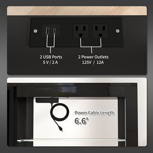ศูนย์ความบันเทิงสีดำพร้อมไฟ LED 5ชั้นวางปรับได้พาวเวอร์เอาท์เล็ต-ด้านล่างตู้ทีวีสำหรับ55 ''ทีวี5ที่เก็บ - Product Image 5