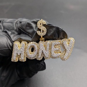 Colgante con Letra MONEY, Chapado en Oro, con Cristales de Estrás y Microincrustaciones, Estilo Hiphop Unisex, Ideal para Regalo - Product Image 1