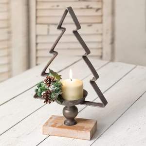 Centro de Mesa Navideño Único de Aluminio y Madera para Decoración de Celebraciones Invernales que Crea un Ambiente Festivo Memorables - Product Image 3