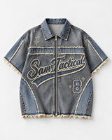 Veste en jean vintage tendance pour homme, idéale pour l'hiver, style décontracté, logo brodé en chenille personnalisé, coupe-vent.