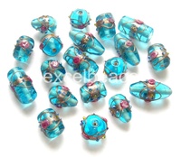 Perles en verre soufflé pour décoration de gâteau de mariage, 10 mm, formes variées, tailles mélangées, perles en vrac couleur lime, cristal