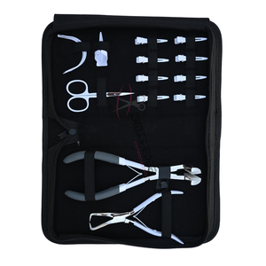 Juego de Herramientas Premium para Extensiones de Cabello Blanco con Pinzas para Extensiones de Cabello con Cinta Adhesiva, Pinzas para Remover Microperlas, Tijeras de Corte, Pinzas de Dedo - Product Image 1