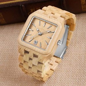 Montre en bois artisanale tendance, design Art Déco personnalisé, style antique, montre ronde de luxe pour homme - Product Image 1