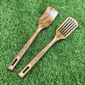 Juego de Cuchara y Espátula de Madera Personalizados, Utensilios de Cocina Grabados - Product Image 3