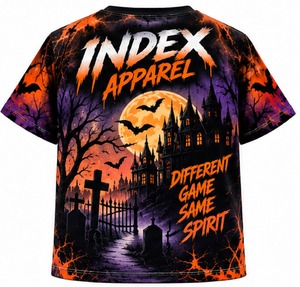 Camiseta de Halloween con Diseño de Calavera para Hombre, Manga Corta, Corte Regular, Cuello Redondo, Estampado Gótico, Marca Index Apparel - Product Image 5