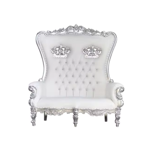 Royal Throne <b>Chairs</b> Premium Luxury Double Seats With <b>White</b> Leather Wedding Loveseat Throne <b>Chair</b> For Wedding And Hotel Furniture - Product Image 3