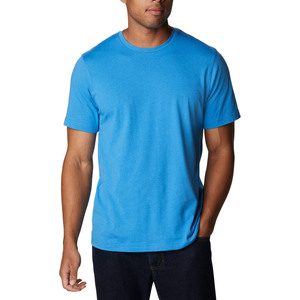 Camiseta de Manga Corta con Cuello Redondo Azul para Hombre, 100% Algodón, Corte Regular, Color Sólido Informal, Tejido de Punto Jersey - Product Image 1