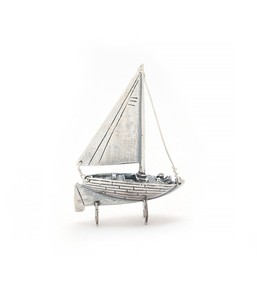 Modèle réduit de bateau à voile en argent |   Modèle de voilier décoratif en métal pour la décoration de la maison, présentoir de bureau, cadeau et objet nautique - Product Image 2