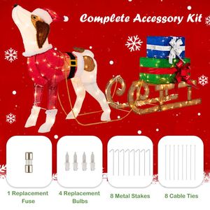 Perro y Trineo Navideños Inflables Preiluminados para Exteriores con 170 Luces Cálidas para Decoración de Patio y Porche - Product Image 5