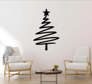 Décoration Murale en Métal Arbre de Noël – Art Abstrait Minimaliste en Fil Métallique – Décoration Suspendue Moderne pour Salon – Décoration de Fêtes - Product Image 2