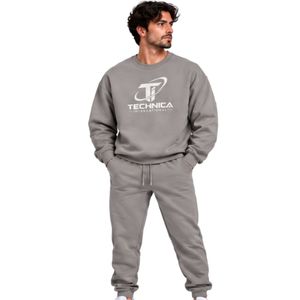Conjunto Deportivo Informal para Hombre, Sudadera con Cuello Redondo y Estampado Gris Claro, Pantalones Jogger, Chándal de Forro Polar, Ropa Deportiva de Invierno para Gimnasio y Calle - Product Image 1