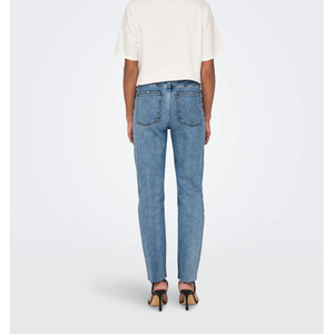 Últimos Jeans de Mezclilla Lavada Azul Claro Cómodos y Elegantes para Mujer en Oferta, Jeans Rectos Casuales de Noche para Mujer - Product Image 3