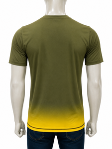 T-shirt unisexe AERO AFI à manches courtes, dégradé olive jaune, séchage rapide, impression par sublimation, logo frontal, 100% coton, haut de sport - Product Image 3