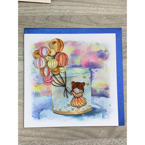Tarjeta de Cumpleaños Hecha a Mano con Papel 3D, con Cupcake y Globo Coloridos, Estampado Dorado, Diseño Pop-up para Mujeres - Product Image 1