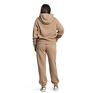 Ensemble de survêtement brodé en coton 100% (380 GSM) avec dentelle unie, coupe oversize, pour l'hiver, tailles plus, sweat à capuche et pantalon de jogging, vente en gros OEM/ODM - Product Image 6