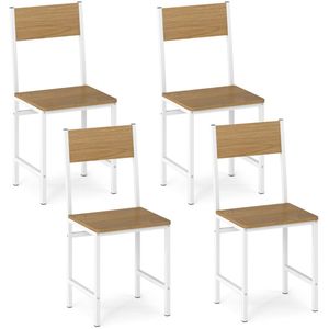 Chaises de salle à manger industrielles naturelles, 4 pièces, capacité de 330 lb, structure en métal, pour cuisine, salon, bar, meubles - Product Image 1