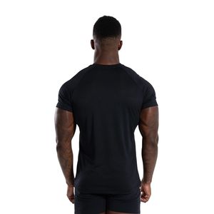 T-shirt de sport noir pour homme en coton premium, col rond, performance, entraînement en salle de sport, fitness, décontracté, à porter au quotidien - Product Image 6