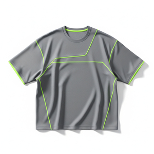 เสื้อยืดโอเวอร์ไซส์สีขาวดำเรียบ หนานุ่ม ตัดเย็บแบบไหล่ตก พิมพ์ลายได้ตามสั่ง ผลิตจากโพลีเอสเตอร์ 100% เป็นมิตรต่อสิ่งแวดล้อม ป้องกันรังสียูวี ขายส่ง - Product Image 1
