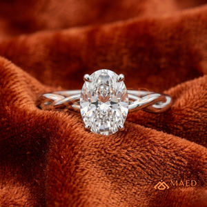 925 Sterling <b>Silver</b> Oval Cut Moissanite Engagement <b>Ring</b> Twisted Band <b>Solitaire</b> Bridal Wedding <b>Ring</b> Women - Product Image 1