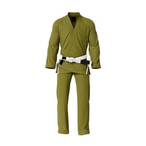 Tan Khaki Taekwondo Uniform Training Wear V-Neck Dobok Cotton <b>Blend</b> Fabric Affordable Taekwondo Uniform For Kids - Product Image 4