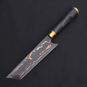 Cuchillo de Chef Estilo Japonés Kiritsuke de Cobre Damasco Hecho a Mano, Ambidiestro, con Funda de Cuero y Mango de Madera Personalizable - Product Image 2