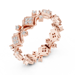 Anillo de Eternidad Geométrico en Oro Rosa para Mujer, Anillo de Lujo con Cristales para Boda, Aniversario, Regalo de Joyería de Moda - Product Image 4