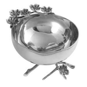 Tazones para Servir de Acero Inoxidable Más Vendidos con Flores Plateadas, Tazones para Ensalada, Tazones Redondos para Fruta de la India - Product Image 1