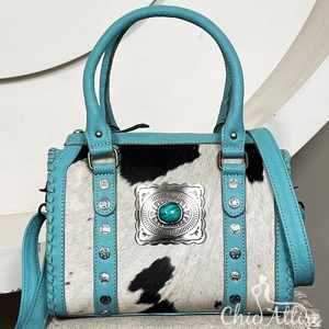 Nuevo Bolso de Diseño Occidental de Cuero Turquesa con Tachuelas Concho, Bolso de Mano para Mujer, Bandolera, Venta al por Mayor - Product Image 1