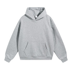เสื้อฮู้ดดี้โอเวอร์ไซส์สำหรับผู้ชาย ผ้าหนานุ่ม พิมพ์ลายโลโก้แบบพัฟ  สีพื้น ผ้าฝ้ายฟลีซ 100% - Product Image 6