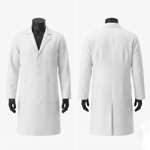 Premium Quality 200 GSM Cotton Blend White Scrub Sets <b>Long</b> Sleeve Medical Workwear Custom Logo Embroidery Front Pocket Design - Product Image 1