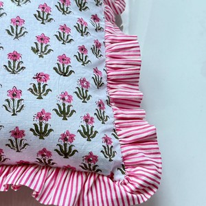 Beautiful Modern Flower Print Cotton Frill <b>Pillow</b> & <b>Sofa</b> Cushion Covers-Eco-Friendly Washable Envelop Closure Decor - Product Image 4